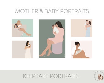 Mother and Child Custom Portrait - Art from Photo, Family Portrait, Print, Mother and Child Art, Mother and Baby Portrait, Faceless Art