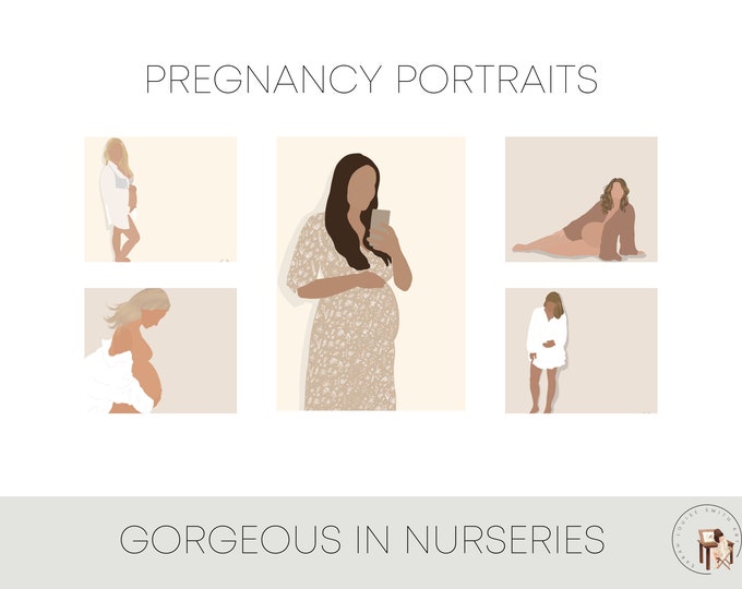 Pregnancy Portrait - Bump Portrait Illustration, Expecting Mum Gift, Pregnancy Gift, Bump Gift, Portrait from Photo, Pregnant Art Print