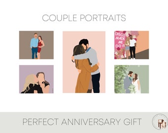 Custom Couple Portrait - Portrait from Photo, Couple Illustration, Gift for Him, Gift for Her, Faceless Drawing, Love Print Art