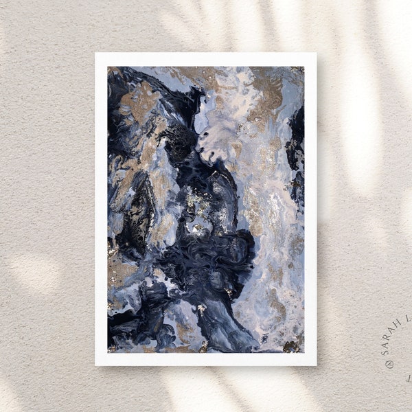 Navy Abstract Art Etsy UK