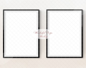 Digital Vertical B2 Format Ratio 5:7 Light Color Mockup Double Thin Frame 1 PNG with Transparency and 1 JPG of the same design (TLWP8)