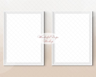 Digital Vertical B2 Format Ratio 5:7 Light Color Mockup Double Thin Frame 1 PNG with Transparency and 1 JPG of the same design (TLWP2)