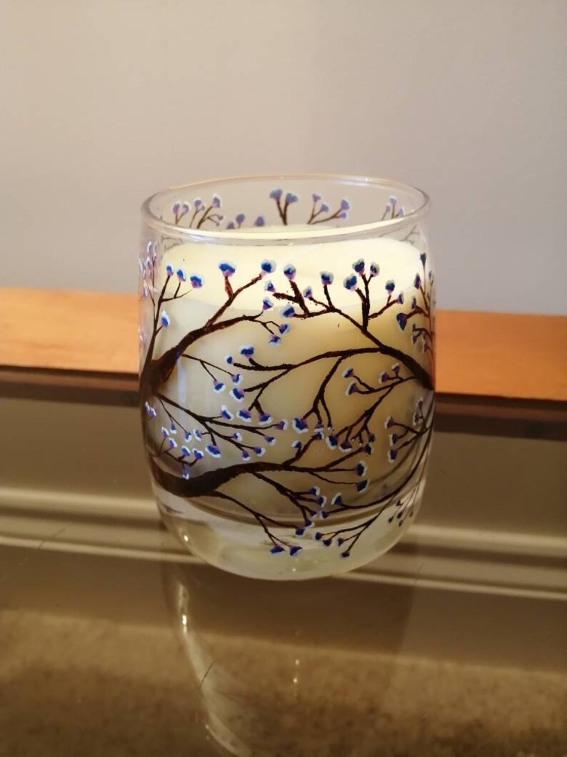 SPRING Candle  Unique personalised cherry blossom hand image 1