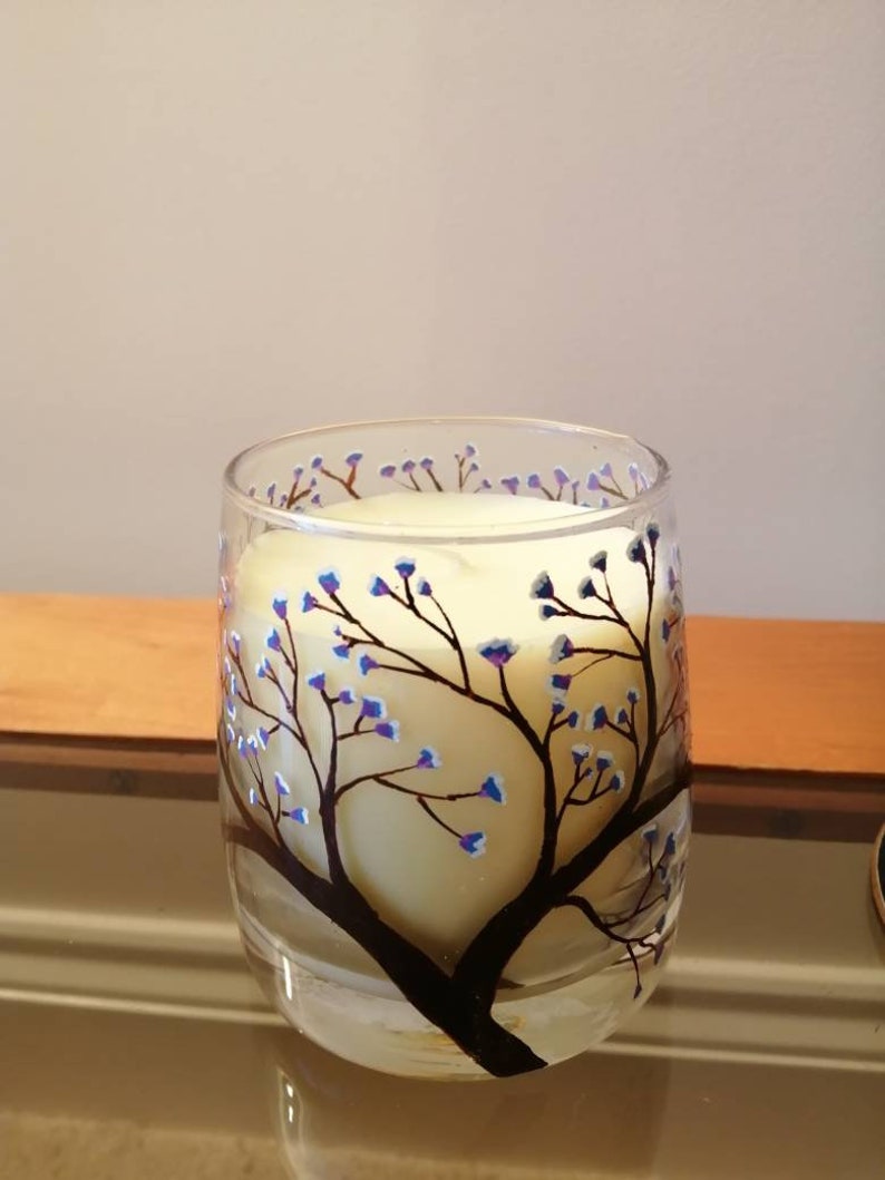 SPRING Candle  Unique personalised cherry blossom hand image 0