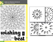 Birch Press Design, Wishing Mandala Stamp and Stencil Set, Photopolymer Stamps, Stencils, Card Supplies, Scrapbooking, Craft Supplies, 54002