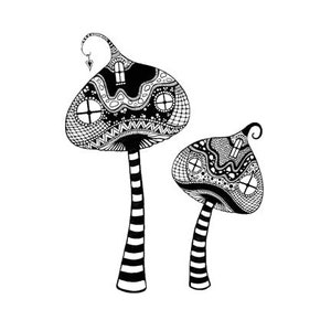 Timbres Zen Tall Mushrooms by Lavinia *Retraité*