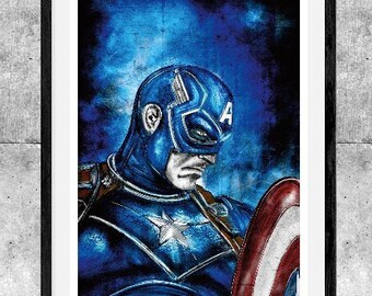 Kapten Amerika 28 x 43 cm digitalt konsttryck