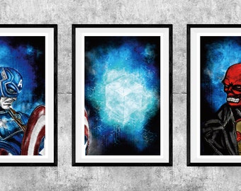 Captain America vs Red Skull 3pk 11" x 17" Digital Art Print