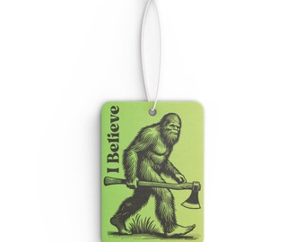 I Believe Bigfoot Auto-Lufterfrischer | Sasquatch Axt Illustration, Grün