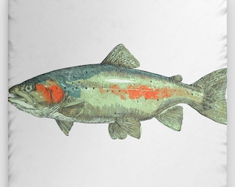 Rainbow Trout Pillow custom shaped pillow | fish decor, angler room accent