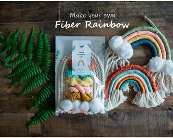 DIY Macrame Rainbow Kit, Make your own Fiber Rainbow, Yarn Rainbow kit