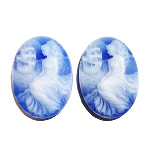 Natural Blue Agate Oval Cameo Cabochons, Beauty Sea Goddess Jewelry, Lady Jewelry, Gemstone Charm for Jewelry  22x30mm T570