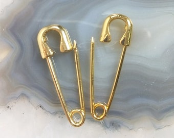 5PCS Safety Pin Bijoux Shiny Brass Plaqué Security Pin Charm, Pendentif Gold Safety Pin, Boucles d’oreilles Safety Pin, Gold Connector Charm T892