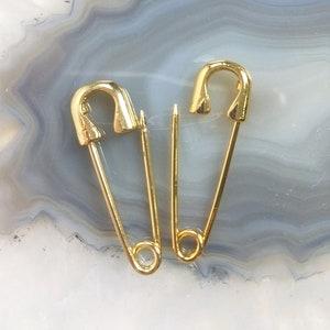 5PCS Safety Pin Jewelry Shiny Brass Plated Safety Pin Charm, Gold Safety Pin Pendant, Safety Pin Earrings, Gold Connector Charm T892