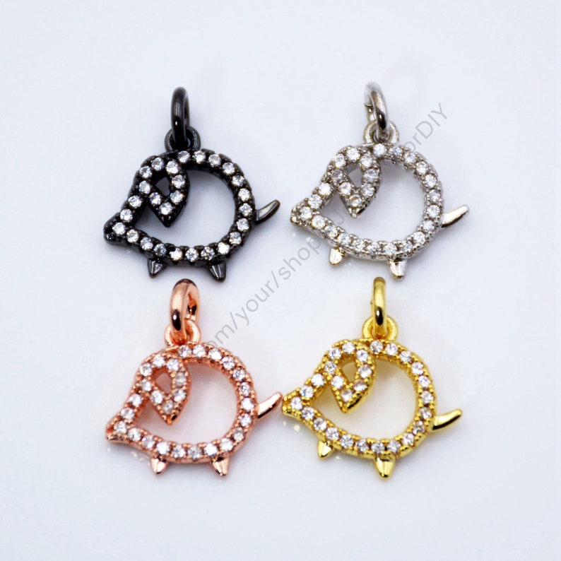 Smooth Micro Pave White Zircon Spacer Beads Necklace Jewelry Bracelets Beads Brass Cubic Zirconia Connector T470 Pig Shaped CZ Beads