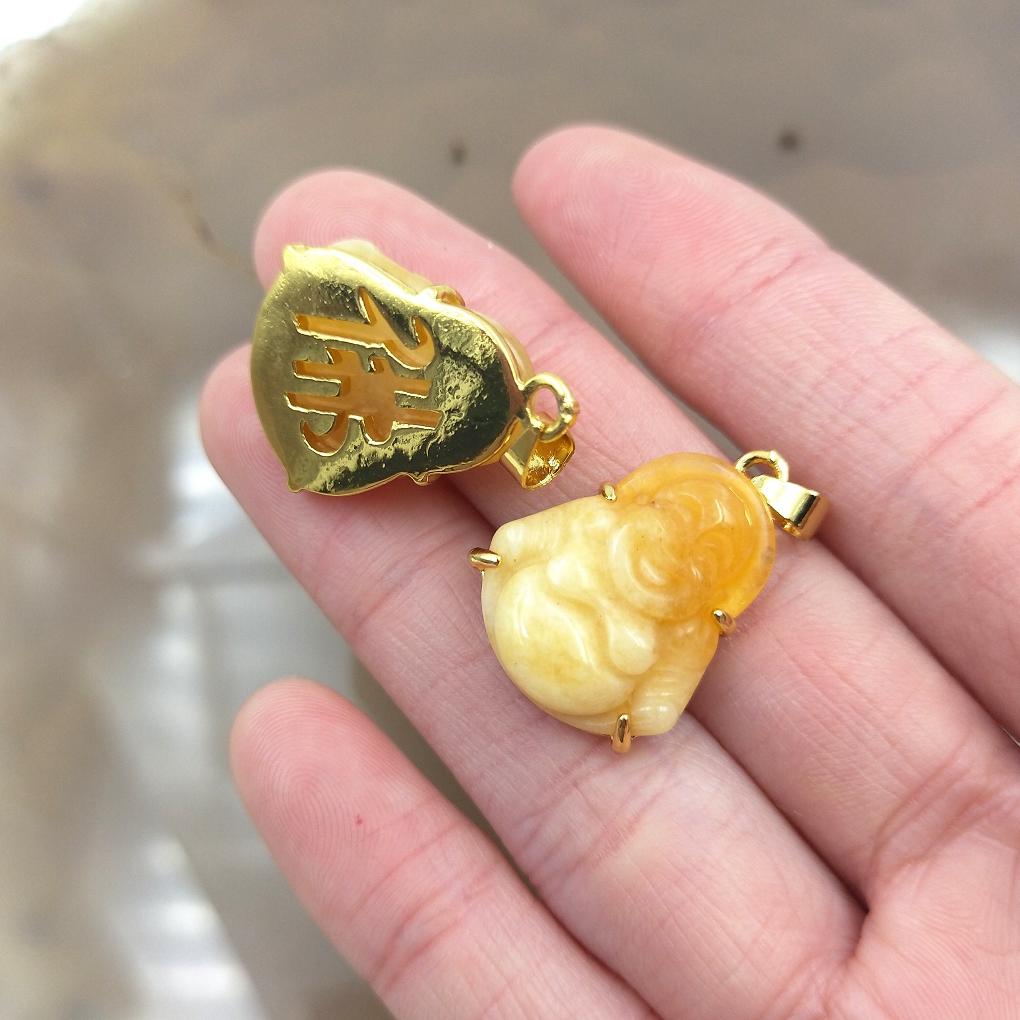Mini Jade Buddha Pendant Yellow Jade Buddha Amber Buddha Pendant