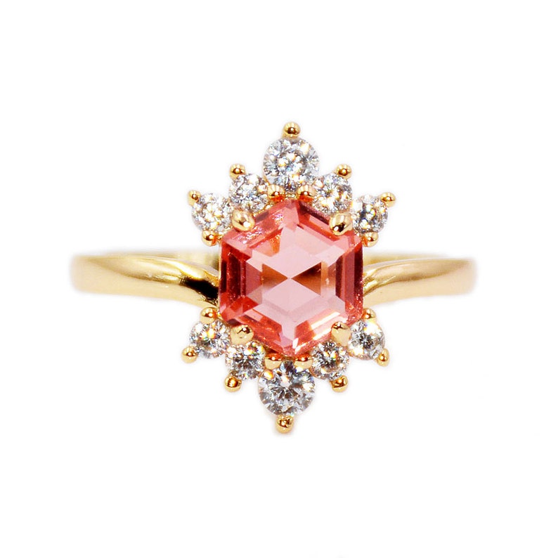 Top Quality Rose Gold Color pink CZ Cubic Zirconia Ring Bague Fashion Cubic Zirconia Anniversary Jewelry For Women T133