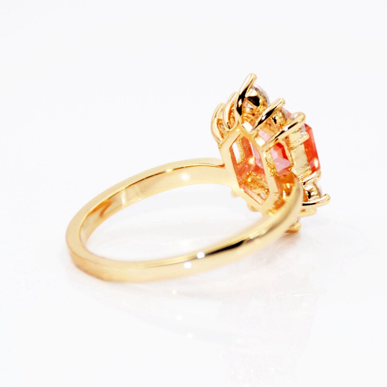 Top Quality Rose Gold Color pink CZ Cubic Zirconia Ring Bague Fashion Cubic Zirconia Anniversary Jewelry For Women T133