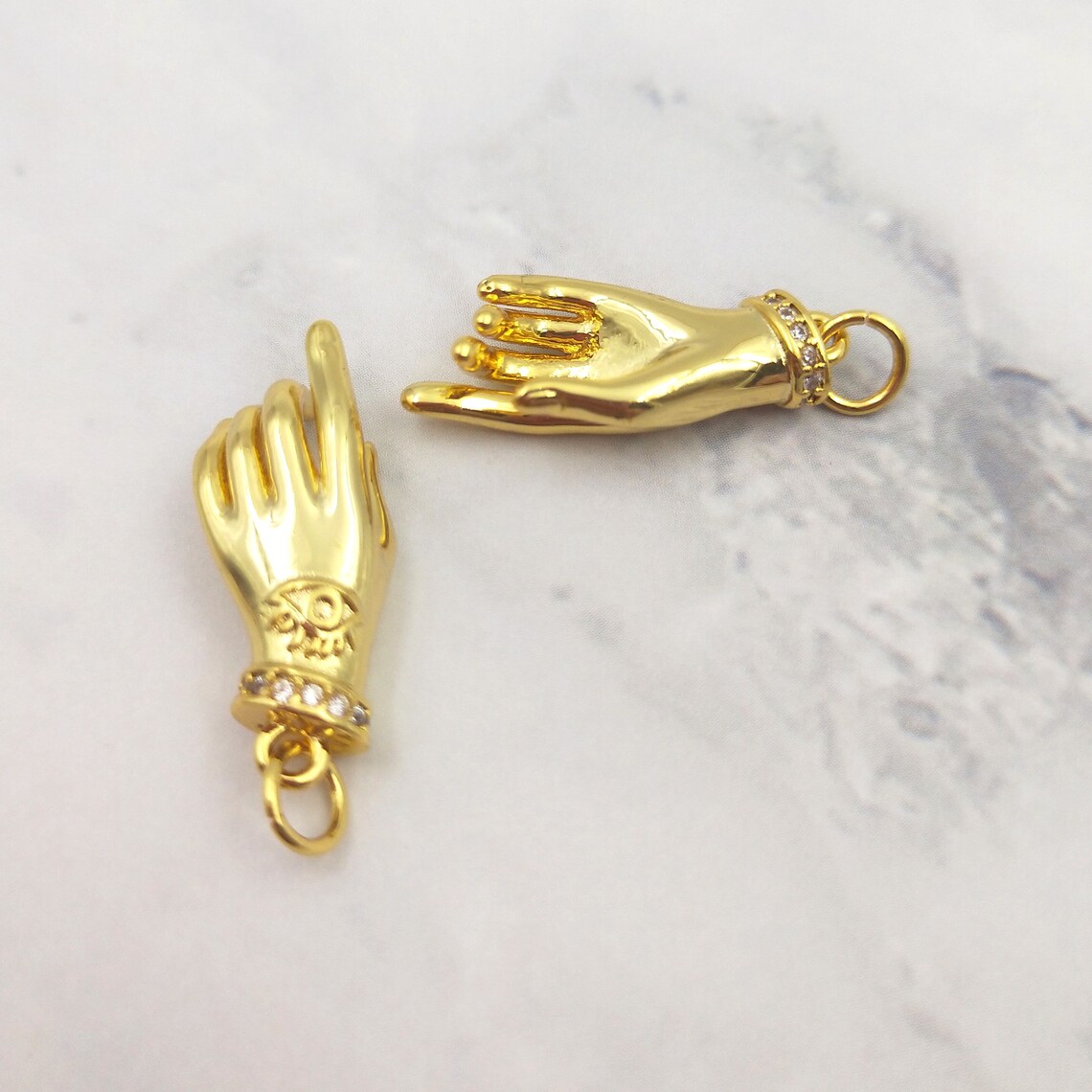 5pcs Gold Plated Brass Hand Charm OK Okay Gesture Pendants | Etsy