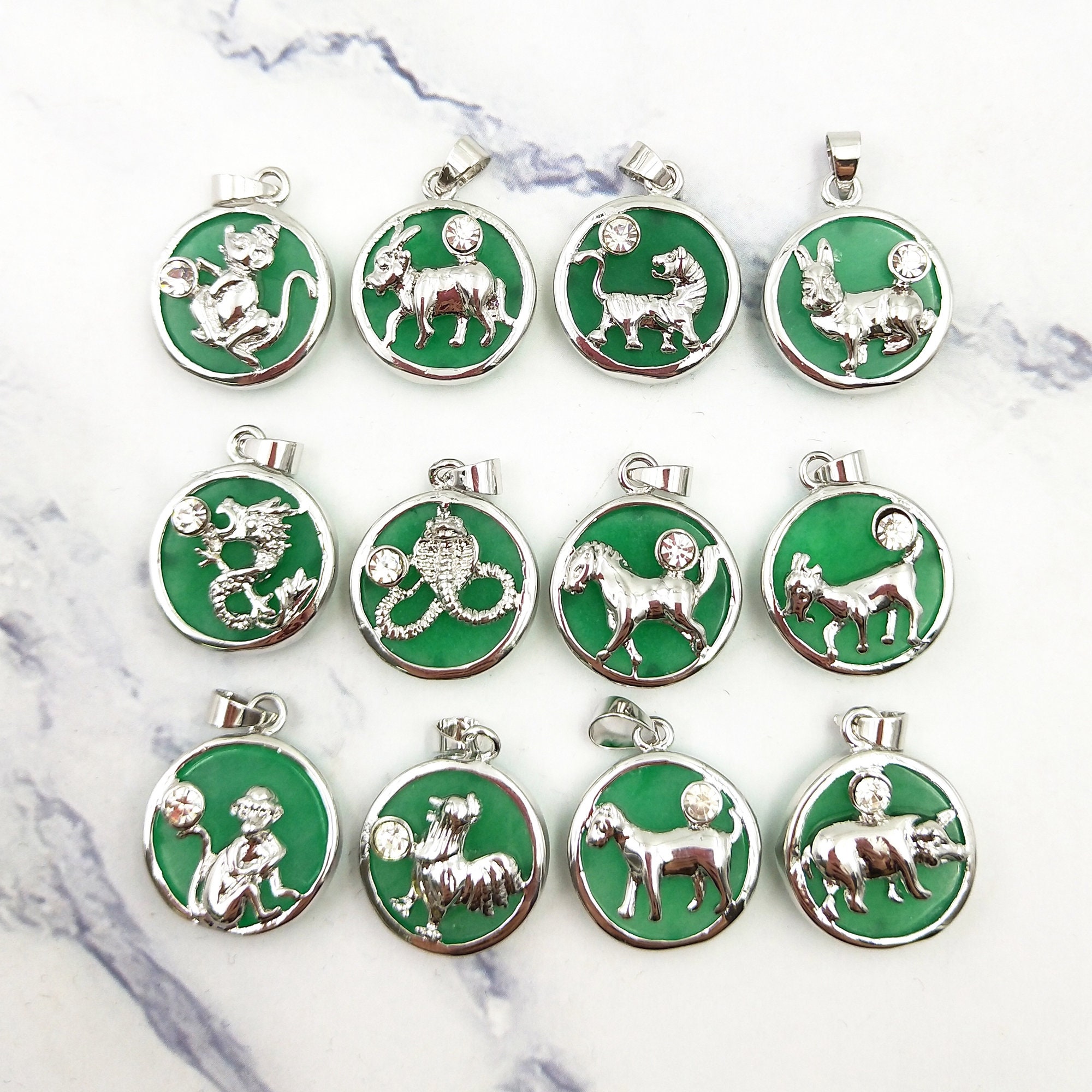 A SET Green Jade Chinese Zodiac Pendant 12 Chinese Zodiac - Etsy UK A SET Green Jade Chinese Zodiac Pendant 12 Chinese Zodiac - Etsy UK