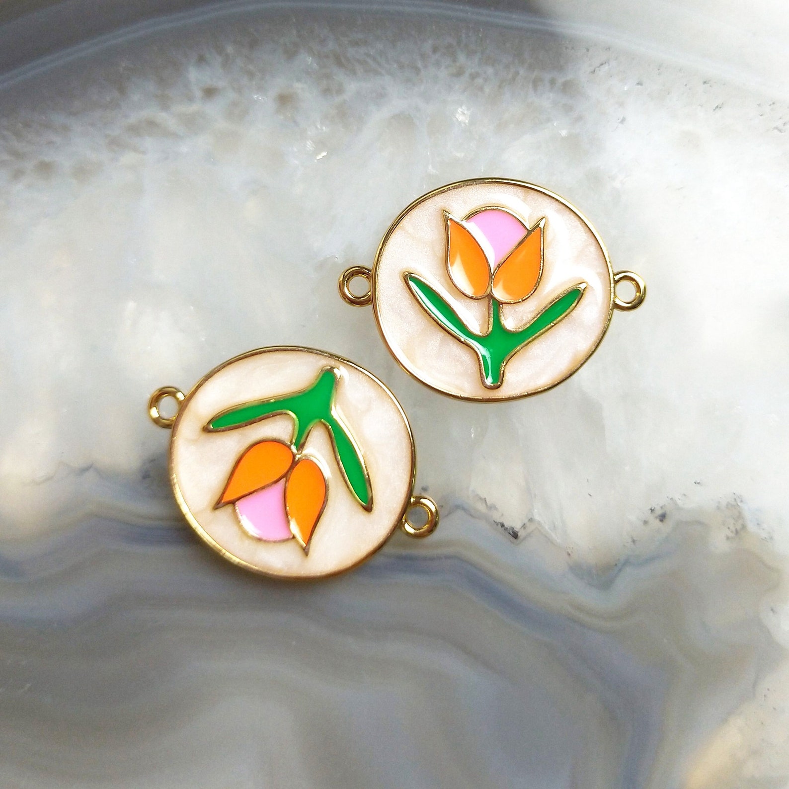 5pcs Flower Connector Rose Connector Charm for Necklace Etsy