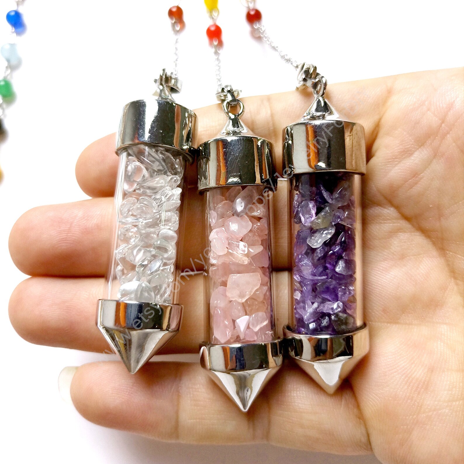 Crystal Pendulum Healing Hanger Dowsing Pointed Pendulum 7 Etsy