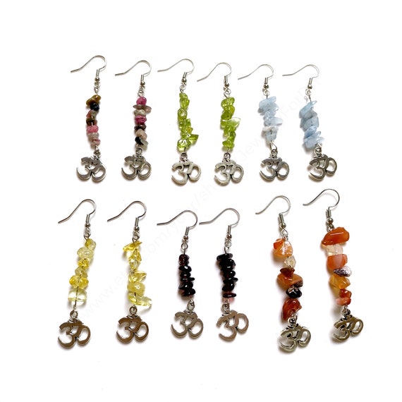 Natural Gemstone Bead Earrings, hand made loose Beads earring charm, Geometric Earrings, Dangle Earrings for women T427