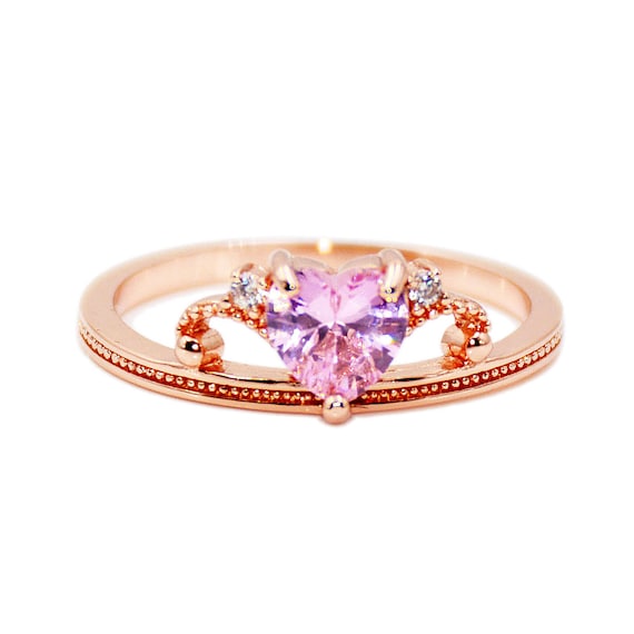 Flower Leaf Micro Pave Cubic Zirconia Stone Rose Gold Color ~ Ring size 7 8 9