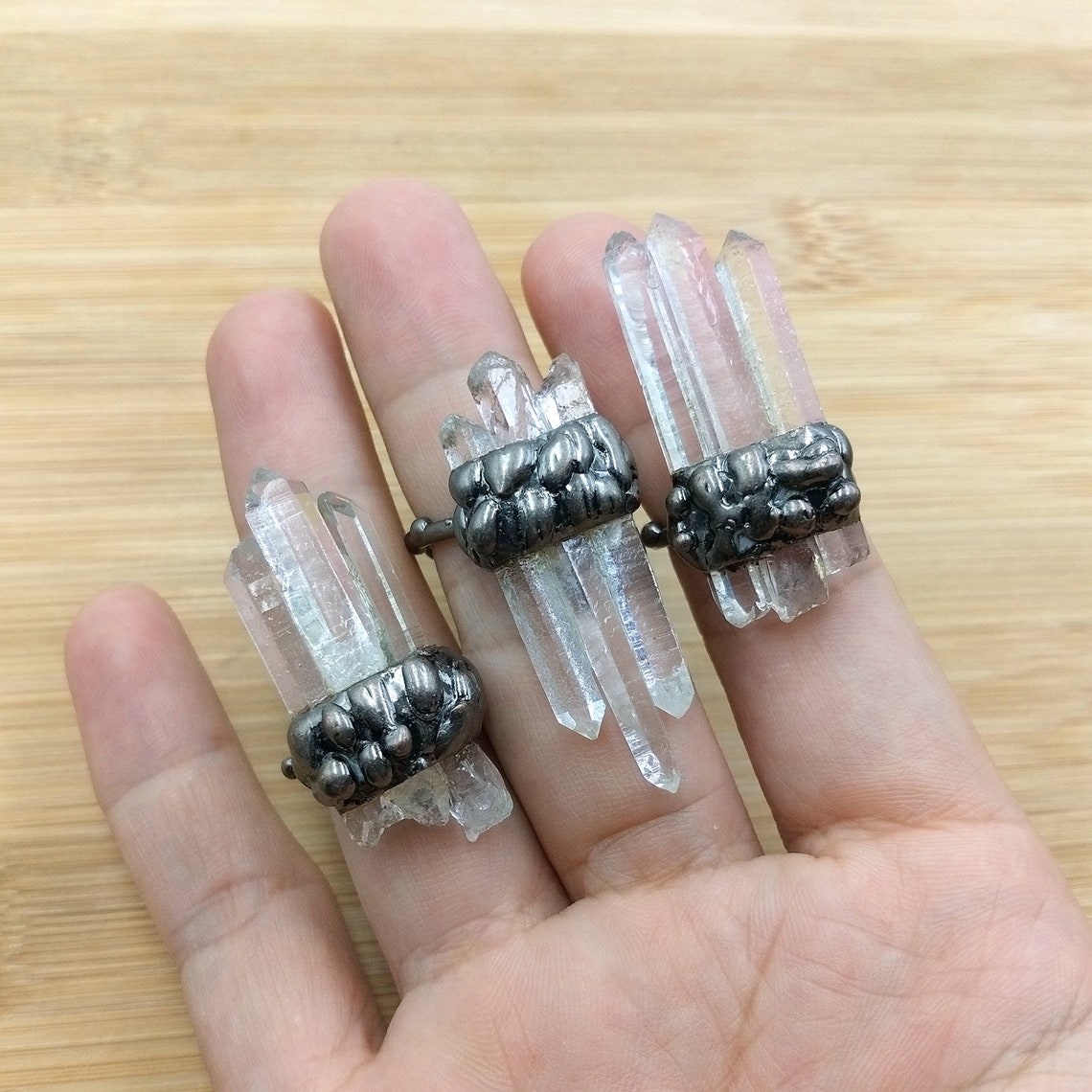 Wholesale Natural Gemstone Crystal Bronze Ring Solder Etsy