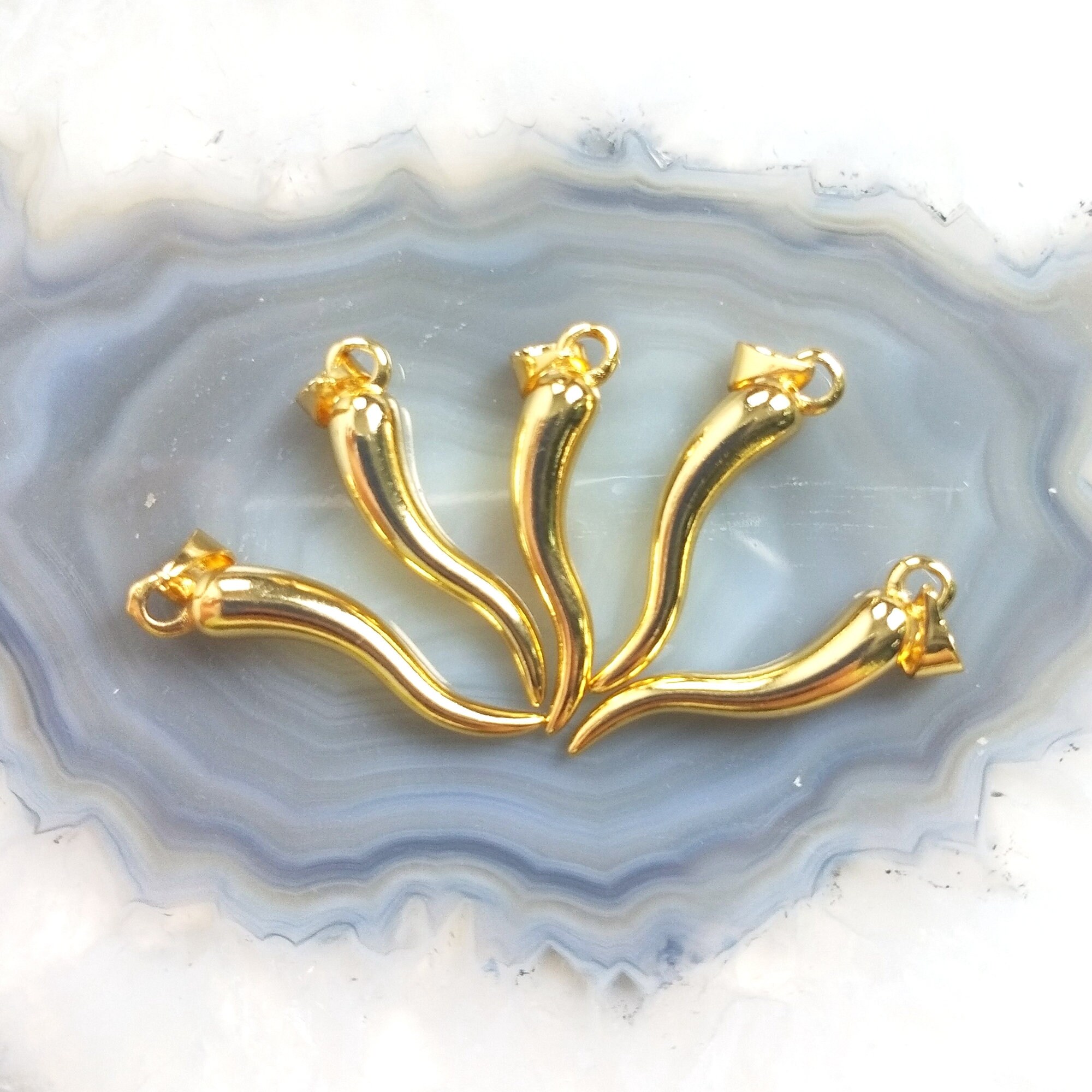 5pcs Tiny Italian Horn Charm Gold Pepper Pendant Good Etsy