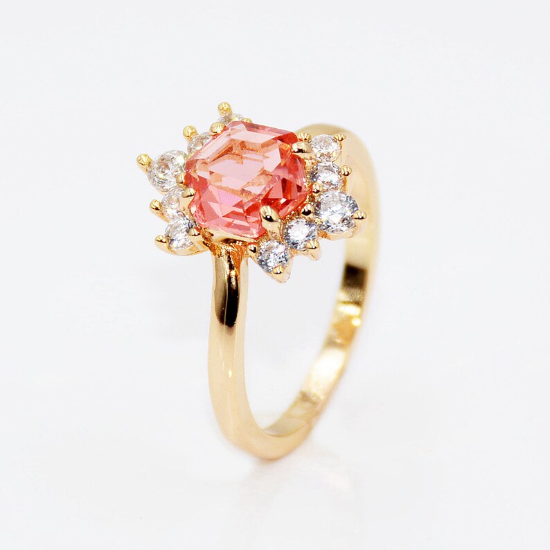Top Quality Rose Gold Color pink CZ Cubic Zirconia Ring Bague Fashion Cubic Zirconia Anniversary Jewelry For Women T133