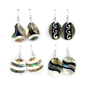 Natural Abalone Paua Shell Clear Shell Earrings, Silver Dangling Earrings ,Jewelry for Women, Island Jewelry, Beach jewelry T755