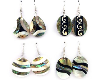 Natural Abalone Paua Shell Clear Shell Earrings, Silver Dangling Earrings ,Jewelry for Women, Island Jewelry, Beach jewelry T755