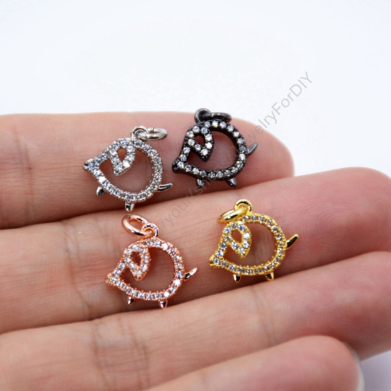 Smooth Micro Pave White Zircon Spacer Beads Necklace Jewelry Bracelets Beads Brass Cubic Zirconia Connector T470 Pig Shaped CZ Beads