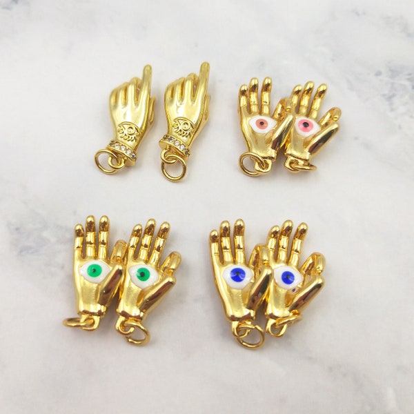 5pcs Gold Plated Brass Hand Charm, OK Okay Gesture Pendants Hand Pendant Hand Jewelry DIY Jewelry Finding For Necklace Earrings Making Y126