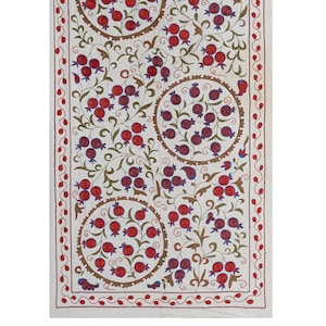 Vintage Silk Suzani: Floral Uzbek Wall Hanging (3&#39;6&#39;&#39; x 6&#39;1&#39;&#39;)