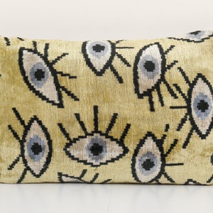 16&quot; x 24&quot; Ikat Eye Pillow Pillow Cover - Silk Ethnic Velvet Pillow Cover - Ethnic Decorative pillow - Velvet Ikat pillow