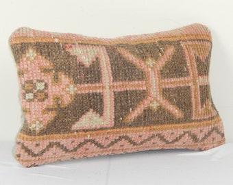 Handmade Turkish Kilim Pillow Cover, Vintage Ethnic Yastik, 8x16