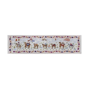 Boho Suzani Table Runner – Camel Caravan Embroidery – Central Asian Folk Art Textile for Rustic & Eclectic Interiors 1&#39;7&#39;&#39; x 6&#39;2&#39;&#39;