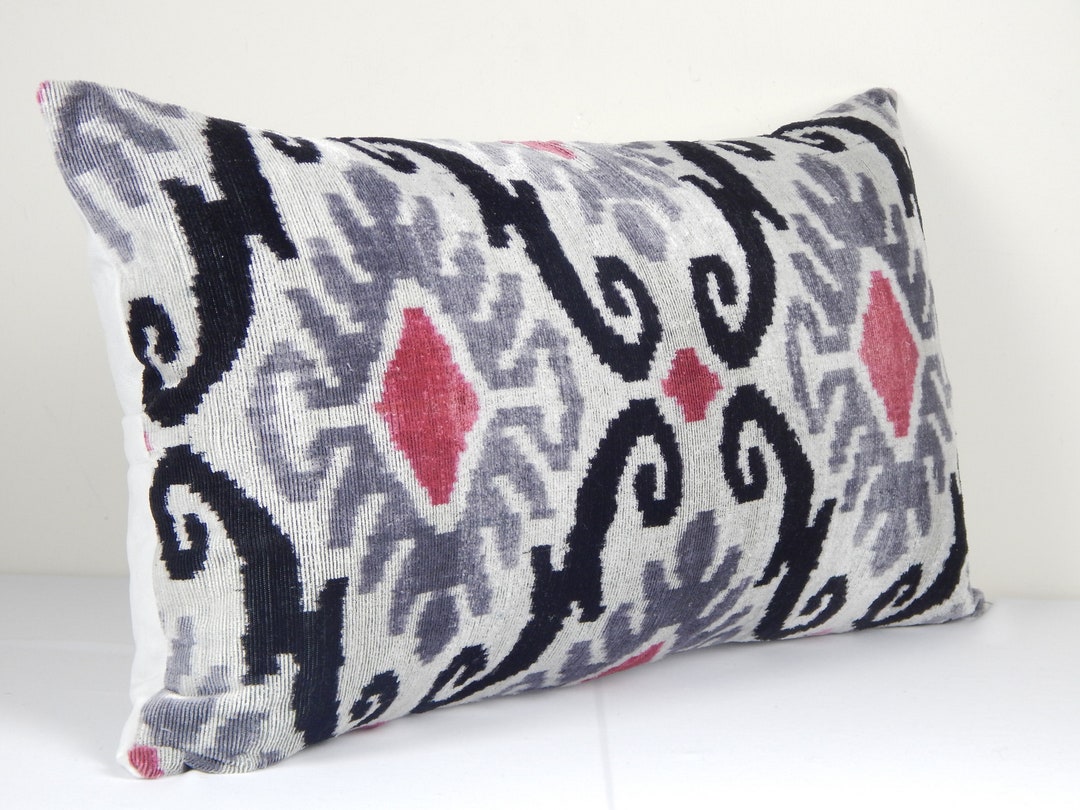 16 X 28 Extra Long Velvet Ikat Pillow Cover Rare Etsy