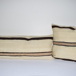 Vintage Set Turkish Hemp Kilim Pillow, Pair Organic Turkish Bedding Kilim Pillow Cover 20&quot; X 20&quot; 14&#39;&#39; x 36&#39;&#39;
