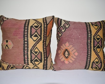 パッチワーク キリム クッションカバー、ペア トルコ キリム 枕 18