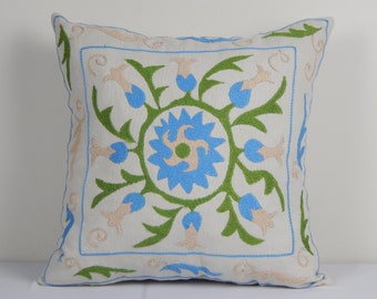 16&quot; x 16&quot; Suzani Pillow Cases Fashioned from a Vintage Suzani, Ethnic Suzani Pillow Cover, Tribal Home Decor