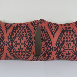 16&quot; X 16&quot; Set of Two Ethnic Turkish Lumbar Pillow Cover, Pair Oblong Chair Decor, Tribal Bohemian Decor