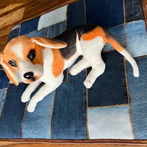 Large Patchwork Denim Pet Mat, Upcycled Jeans Eco-Friendly Cat bed, Cozy bed for a small dog