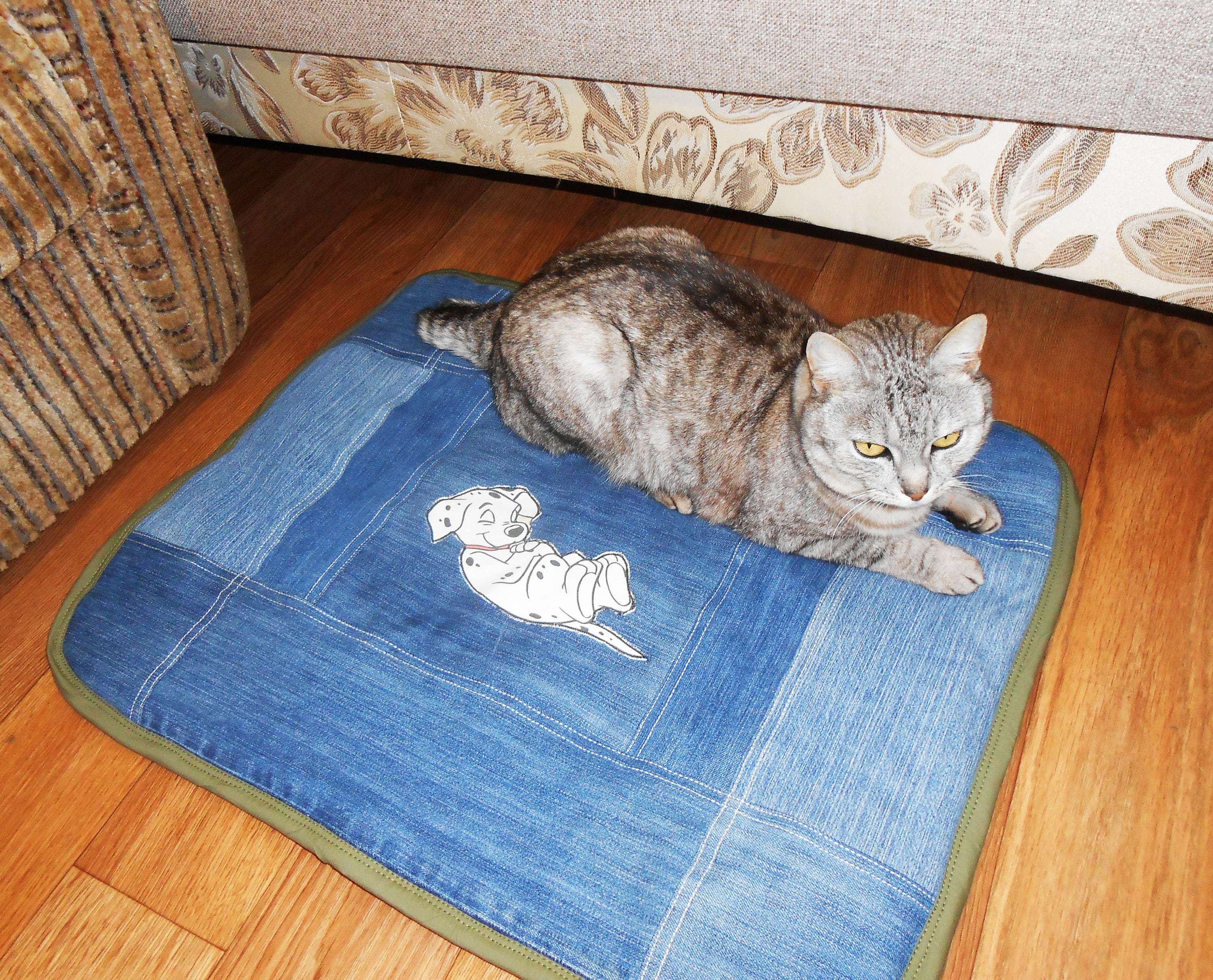 Recycled Jeans Cat Mat Patchwork Small Dog Denim Bed Quilted Eco