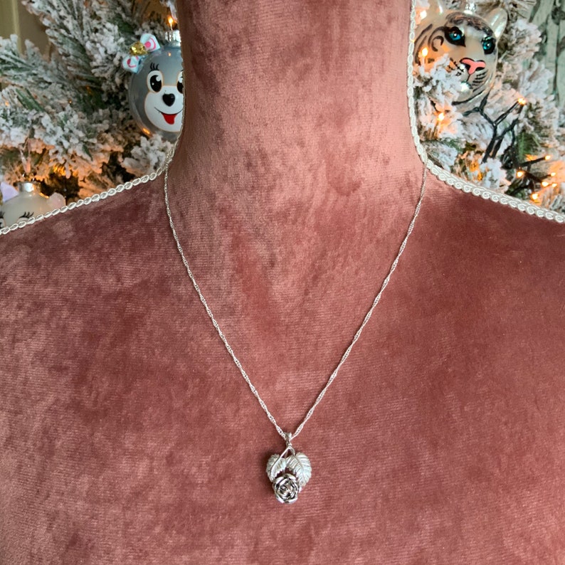 Silver Rose PendantHandcrafted Silver Necklace925 SilverVintage Silver NeclacePendant with ChainWomens Silver NecklaceGift for Her