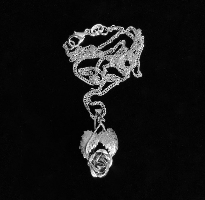Silver Rose PendantHandcrafted Silver Necklace925 SilverVintage Silver NeclacePendant with ChainWomens Silver NecklaceGift for Her