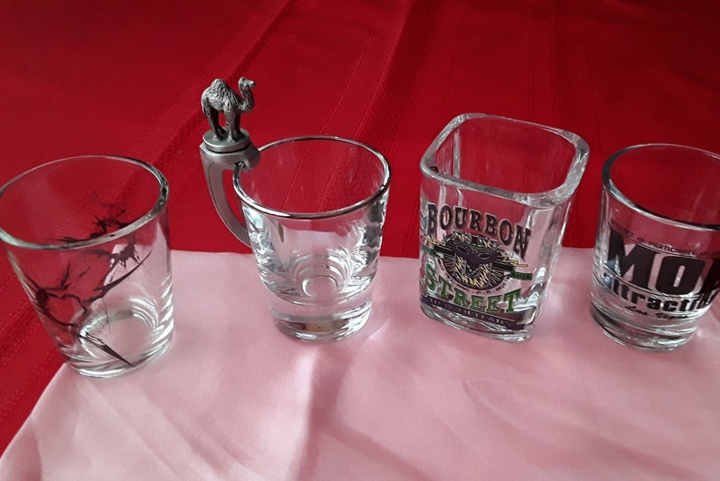 Set of 4 Shot Glasses Mid Century Souvenir Shot Glasses Etsy