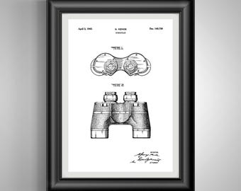 Vintage Binoculars: Bird Watchers, Nature Lovers, Hunters & Campers Unframed Print